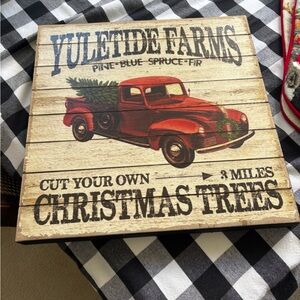 Vintage Red Truck Wood Christmas Sign